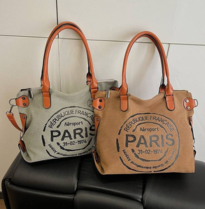 Retro crossbody <b>bag</b>, multifunctional canvas handbag, lightweight and durable, with letter printed shoulder <b>bag</b> - Product Image 4