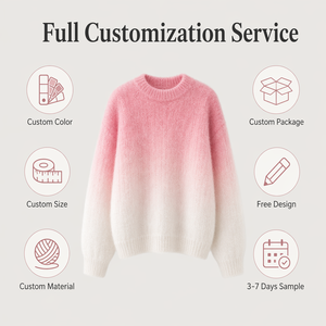 <strong>Women</strong> Crew Neck Gradient Fuzzy Knit Sweater Custom Knit Pullover OEM Sweater Bulk Knitwear Ombre <strong>Fluffy</strong> Ladies Knitted <strong>Jumper</strong> - Product Image 3