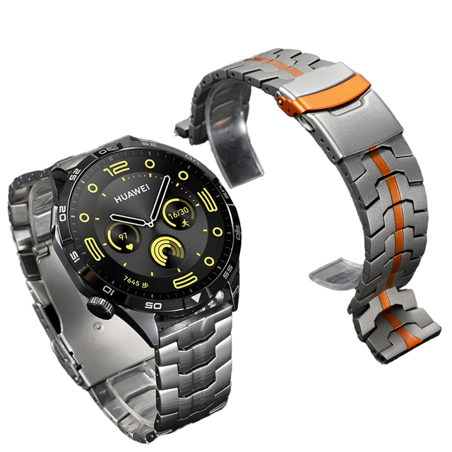 High Quality Real Titanium Watch Bands for Huawei Watch GT5Pro GT4 46mm Universal 22mm Titanium Steel Straps Orange OEM Dropship
