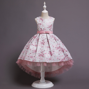 Noble princesse élégante fleur fille longue queue fille robe de mariage personnalisée robe de soirée enfant de mode robe de soir - Product Image 4