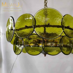 Zhongshan, candelabro de cristal cóncavo verde moderno, luz colgante Premium para sala de estar de Hotel, iluminación de textura verde - Product Image 2