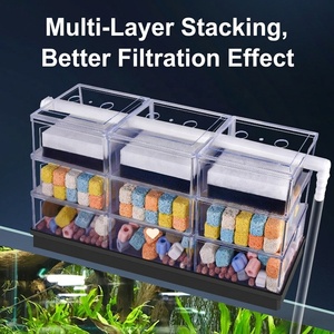 Filtre à goutte à goutte JSD en acrylique transparent à suspendre pour <span class=keywords><strong>aquarium</strong></span>, filtre multicouche effet pluie pour la purification de l'eau des petits poissons rouges et des tortues - Product Image 4