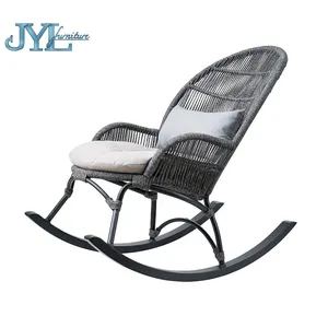 European design leisure aluminum webbing dining rope outdoor rocking chair