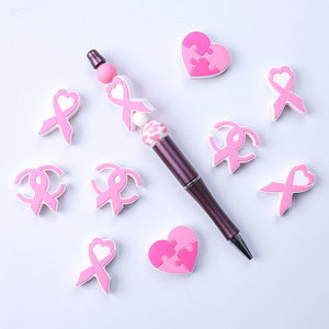 ลูกปัดซิลิโคนรูปหัวใจสีชมพูสำหรับทำปากกา <span class=keywords><strong>ราคา</strong></span>โรงงาน ปลอดสาร BPA สำหรับงาน DIY ทำของเล่นเด็กกัดเล่น - Product Image 3
