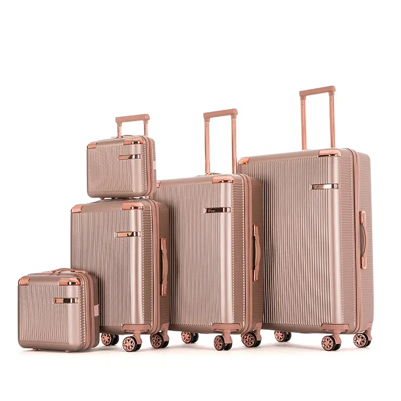 Bronza لون مخصص تحمل على 6 قطعة مجموعة الأمتعة السفر حقائب اليد 4 عجلات حقيبة العربة حقيبة