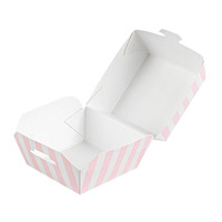8211 papier de qualité supérieure à emporter boîtes à hamburger à rayures roses et blanches contenants alimentaires pour restaurant en gros mini boîtes à hamburger