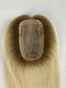 Meilleure demi-perruque pour femmes haut en soie suisse cheveux européens partie droite partie libre dentelle Topper cheveux vierges naturels style de vague pour les femmes - Product Image 5