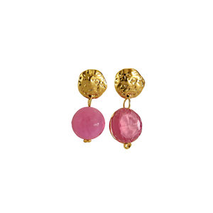 Pendientes de Bola Modernos y a la Moda para Mujer, Acero Inoxidable 316L, Chapado en Oro PVD, Gema Rosa Sostenible - Product Image 2