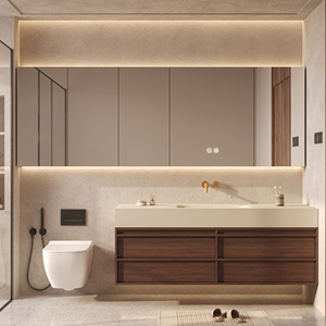 <span class=keywords><strong>Lavabo</strong></span> integrado de estilo medieval con diseño esqueletizado y espejo inteligente extendido <span class=keywords><strong>para</strong></span> <span class=keywords><strong>mueble</strong></span> de baño de villa - Product Image 3