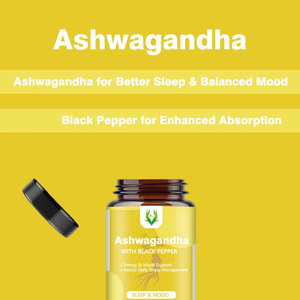 Ashwagandha de bonne qualité avec capsules de poivre noir 1300 mg, soutien énergétique, amélioration de l'humeur, stimulant du sommeil, complément alimentaire pour hommes - Product Image 6