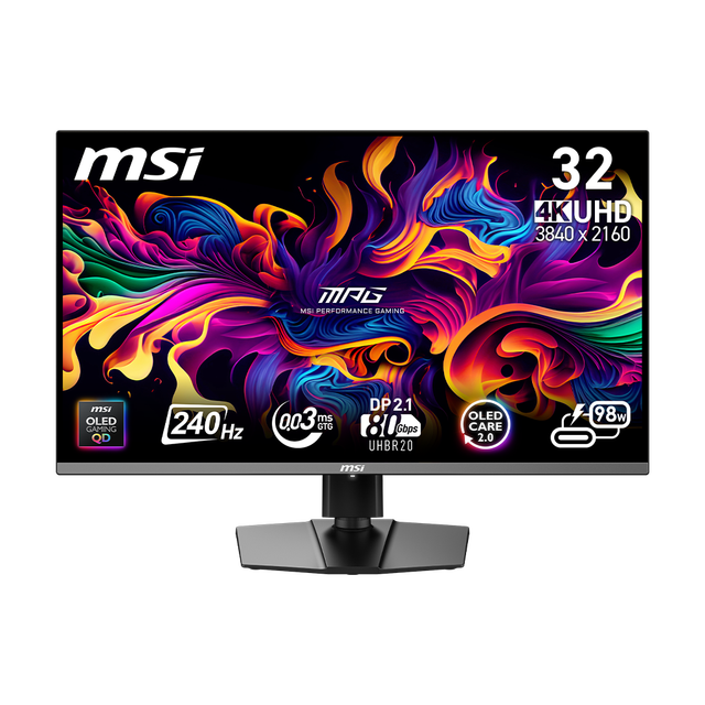 High-Speed MSI MPG 322URX 32" UHD 240Hz Flat QD-OLED Gaming Monitor