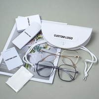 Ensemble d'emballage de lunettes de soleil blanches avec logo personnalisé, étui à lunettes en PU, boîte, pochette, carte, kit complet pour lunettes optiques, vente en gros