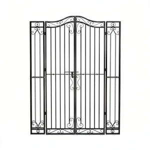Puerta de jardín de hierro forjado negro de 47.6x3.1x70.9 pulgadas con diseño ornamental elegante para cercas exteriores y entradas - Product Image 1