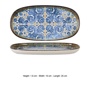 Plato de Servir Ovalado Bluet, 25 × 13 cm, Altura 1.6 cm, Porcelana Fina Premium, Impresión Digital Rinart - Product Image 3