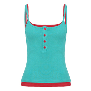 Débardeur Femme Y2K Décontracté en Maille Côtelée, Coupe Slim, Effet Superposé Deux Pièces, Style Camisole Sans Manches - Product Image 6