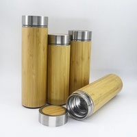 Logo personnalisé 500ml gobelet à thé en bambou isolé sous vide en acier inoxydable tasse à thé de voyage thé aux fruits infuseur bouteille pour lâche