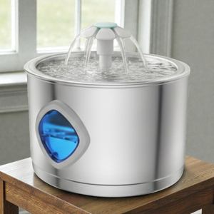 Fontaine à eau pour chien automatique en acier inoxydable massif moderne à charge ultra silencieuse 2,8 L Système de filtration multicouche pour petits animaux - Product Image 1
