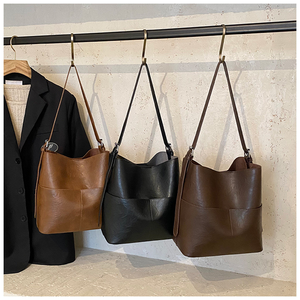 Tas bahu wanita, tas Bucket modis dengan penutup kualitas tinggi untuk belanja bepergian sehari-hari dan acara sosial kasual - Product Image 2