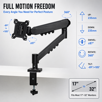 Support d'ordinateur ergonomique pour bureau à domicile, design peu encombrant, bras de moniteur réglable entièrement articulé/rotatif pour écrans de 17 à 32 pouces