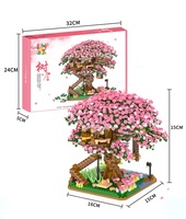 Enfants cadeau 2138 pièces Mini Sakura arbre maison blocs de construction fleur de cerisier plante ville vue sur la rue briques bricolage modèle ornement jouet