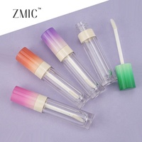 Tubes de brillant à lèvres colorés vides, en plastique rond transparent, pour teinture ou huile à lèvres, avec bouchon à vis vert, violet, rose, flacon de rouge à lèvres liquide