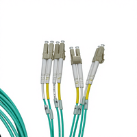 Câble de raccordement fibre optique COMTON 8F MPO Femelle vers Duplex LCx4 Multimode OM4 50um AQUA LSZH/PVC 1m