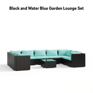 Salon de jardin en rotin noir 6 places, résistant aux intempéries, mobilier d'extérieur contemporain pour jardin - Product Image 1