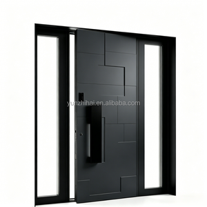 Porta <span class=keywords><strong>Esterna</strong></span> Moderna in Alluminio con Superficie Texturizzata e Luci Laterali in Vetro, <span class=keywords><strong>Apertura</strong></span> a Battente/Pivot per Uso Residenziale - Product Image 1