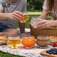 Verre à côtes en forme de gourde 240 ml – Vente en gros, logo personnalisé, sans plomb, en cristal, pour café glacé, jus, desserts, café, bar, hôtel