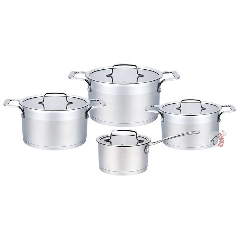 Stainless steel cookware 16/18/20/24cm straight shape 8 pcs cookware set