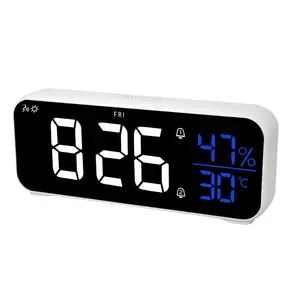 Despertador digital para quarto 7 "grande display led com carregador usb, bateria de backup, temperatura interna, umidade, dia