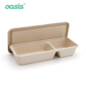 Vaisselle jetable compostable et biodégradable de 16 oz (500 ml) en bagasse de canne à sucre, étanche, résistante à la graisse, sans BPA, avec gaufrage pour accompagnement - Product Image 4