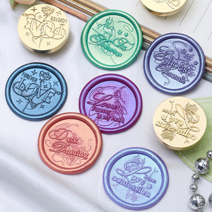 Sello de cera de la serie Floral Ode, cabeza de latón macizo con citas de bendiciones en inglés, tema de flores, estilo literario para sellado de bodas - Product Image 1