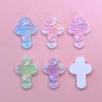 Cabujones de Resina Planos con Diseño de Cruz Colorida para Decoración de Teléfonos, Manualidades, Joyería y Scrapbooking
