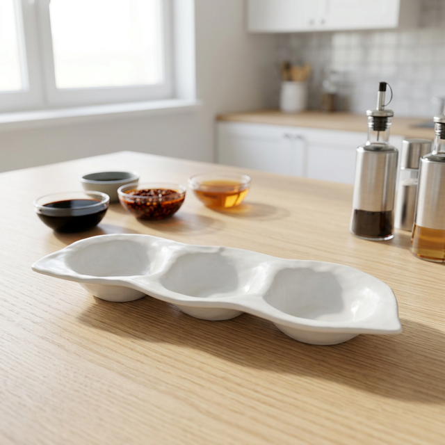 HCMA Custom Plastic Melamine Plates Reusable Unbreakable Christmas Salad Dinnerware Plate 3 Compartment Divided Sauce Dishes