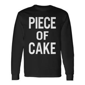 T-shirt a maniche lunghe Piece Of Cake, girocollo nero, taglia unisex per adulti - Product Image 1