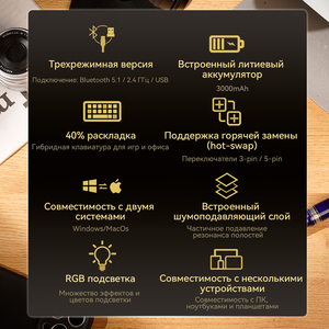 <span class=keywords><strong>Teclado</strong></span> Mecánico para Juegos ZORNHER LZ40 con Diseño <span class=keywords><strong>Ruso</strong></span> de 40 Teclas, Mini <span class=keywords><strong>Teclado</strong></span> de Aleación de Aluminio para Portátiles - Product Image 5