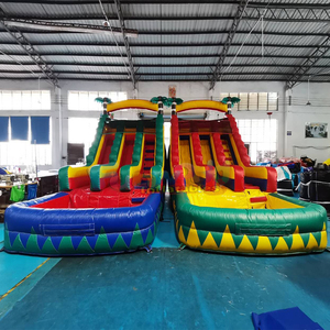 Dual lane tropical bounce house commercial tobogan hinchable <b>large</b> inflatable water <b>slide</b> for kids - Product Image 1