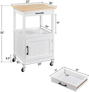 Modern <b>Furniture</b> Wood Kitchen Cabinet Islands Wooden Rolling Storage Kitchen Cart Trolley Island With <b>Wheels</b> - Product Image 6