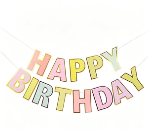 Guirlande <span class=keywords><strong>de</strong></span> lettres Joyeux Anniversaire en papier doré pour décoration murale d'anniversaire, vente en gros - Product Image 2