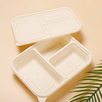 Bol à soupe d'emballage alimentaire jetable en plastique à 3/4 compartiments Boîte à nouilles en carton blanc Récipient à emporter