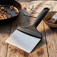 Nettoyeur de barbecue robuste, brique de nettoyage et spatule grattoir avec manche, brosse de nettoyage pour éliminer les taches du barbecue