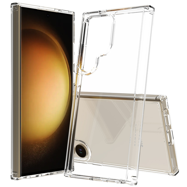 For Samsung S26 Ultra S25 Plus Clear Acrylic Mobile Phone Case 2mm TPU Bumper Mobile Back Covers for iPhone 17 Pro Max Air