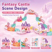 Ensemble de 60 voitures de piste pastel, château de rêve, circuit flexible, ensemble de jeu de véhicules