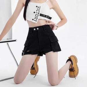 Female Short <b>Jeans</b> Pants Y2k Summer <b>With</b> <b>Waist</b> Pocket Retro Women's Denim Shorts To Wear Normal Outfits Youthful XL Streetwear - Product Image 2