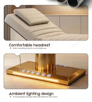 Fauteuil de Salon de Beauté et Spa pour Extensions de Cils, Chaise Faciale Ergonomique Réglable, Lit de Massage Électrique Luxe Beige Inclinable