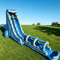 Toboggan gonflable en bâche PVC bleue certifiée CE de 0,55 mm, tunnel personnalisé, toboggan sec pour aire de jeux extérieure