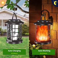 OVO-051 Tragbare Solar-Flammenlaterne Bernsteinlicht 2 Modi Zum Aufhängen oder Einstechen IP65 Wasserdicht für Garten Terrasse Hof
