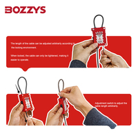 BOZZYS Cadenas de câble de sécurité universel Corps en nylon rouge Revêtement en pvc Câble en acier inoxydable pour la révision de l'équipement d'étiquetage de verrouillage