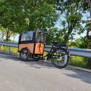 Transporte bicicleta família uso três roda de carga elétrica bicicleta carregamento dianteiro caixa de carga